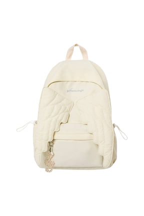 Angel Wing Backpack, 3D Wing Decorated Daypack, Spacious Wings Backpack with Zipper, Aesthetic Rucksack, Cute Bookbag, Kawaii Sweet Rucksack, Casual Novelty Daypack for Daily Outdoor, White