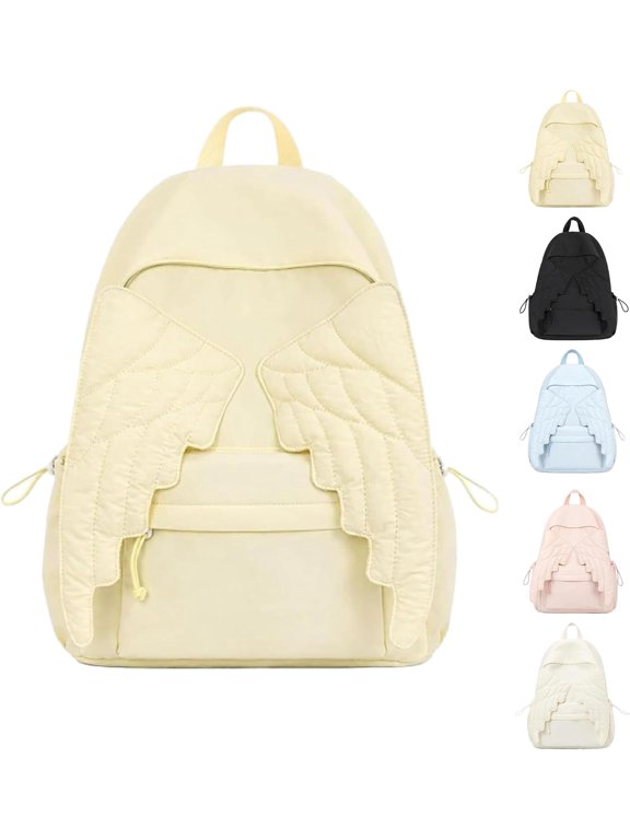 Angel Wing Backpack, Spacious Angel Wings Backpack Quilted Sweet Fun Novelty Nylon Bag for Travel, Everyday Outings