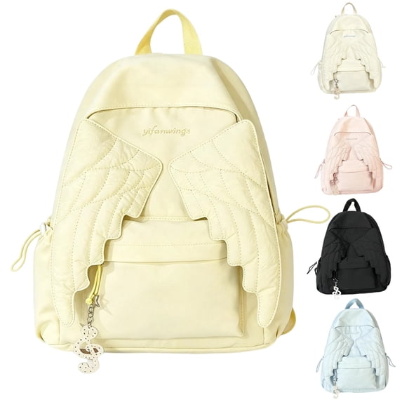 Angel Wing Backpack for Girls with Charms Travel Backpack School Backpack Kawaii Fairycore Cute Novelty Backpack for Women Fashion Cutecore
