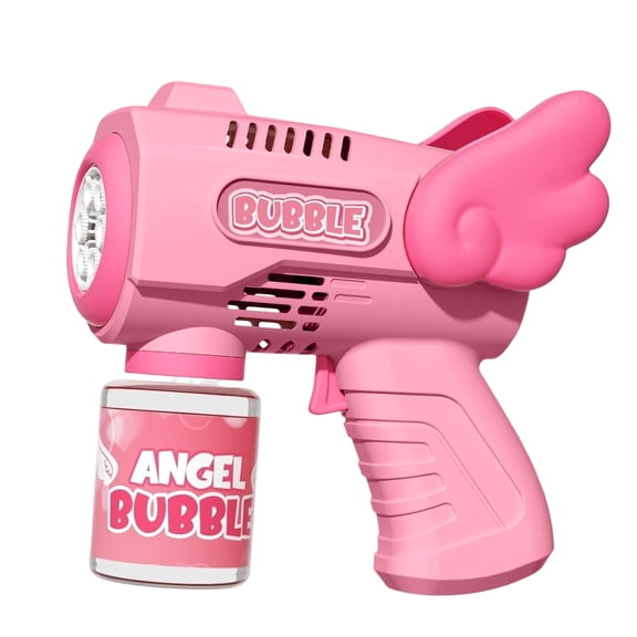 Angel Wing Bubble Gun for Everyone, Automatic Bubble Blower with Leak-Proof Design, Battery Operated Bubble Maker for Outdoor Parties, Birthday Gifts,Pink
