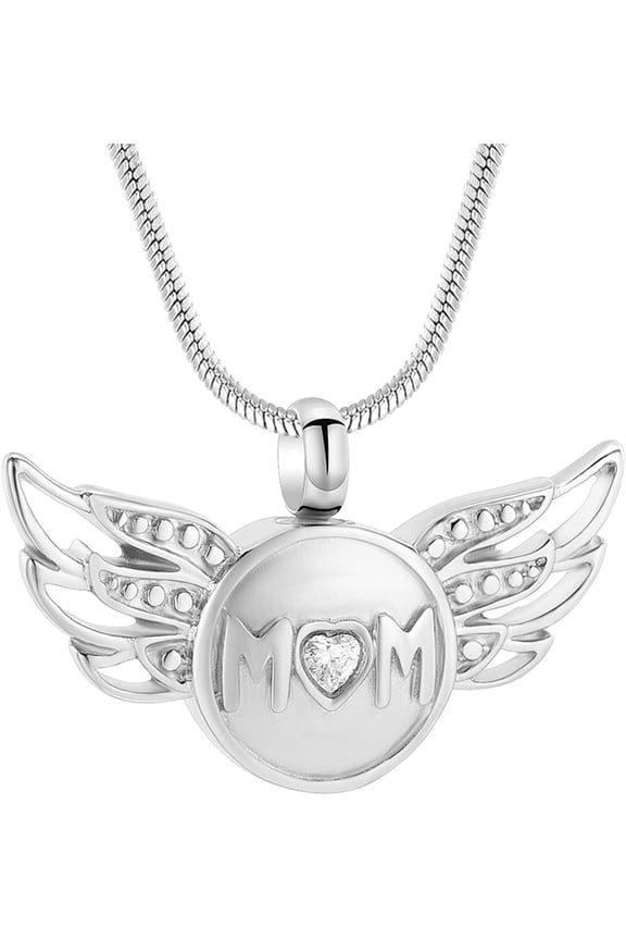 Angel Wing Charm Cremation Urn Necklace for Ashes Keepsake Memorial Jewelry for Women No Longer by My Side But Forever in My Heart