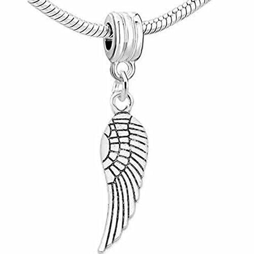 Angel Wing Charm Dangle Spacer European Bead Compatible for Most European Snake Chain Bracelet