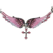 Angel Wing Cross Adjustable Choker Necklace for Women 18" + 2" Biker Jewelry