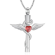 Angel Wing Cross Cremation Jewelry Angel Urn Necklace for Ashes Cross Memorial Necklace for Human Ashes Pet Memorial Keepsake Pendant Jewelry for Mom Dad Grandma