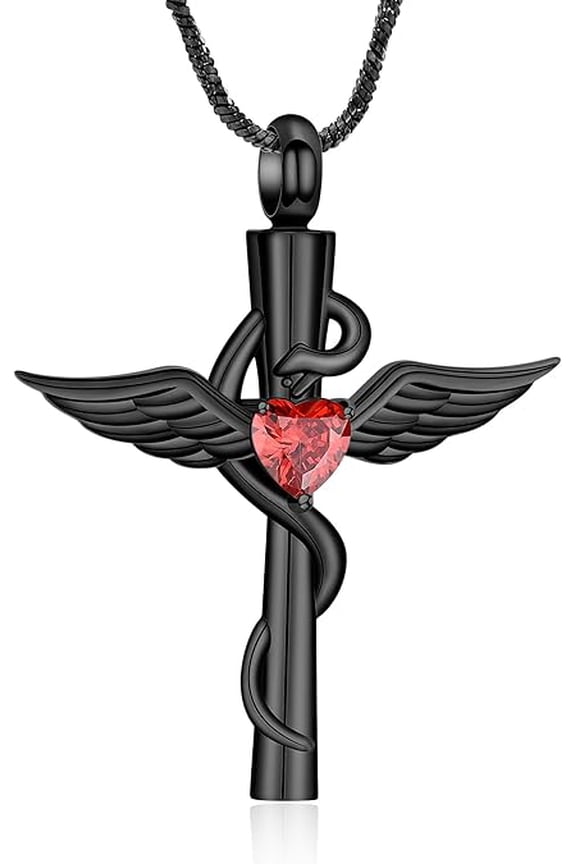 Angel Wing Cross Cremation Jewelry Angel Urn Necklace for Ashes Cross Memorial Necklace for Human Ashes Pet Memorial Keepsake Pendant Jewelry for Mom Dad Grandma