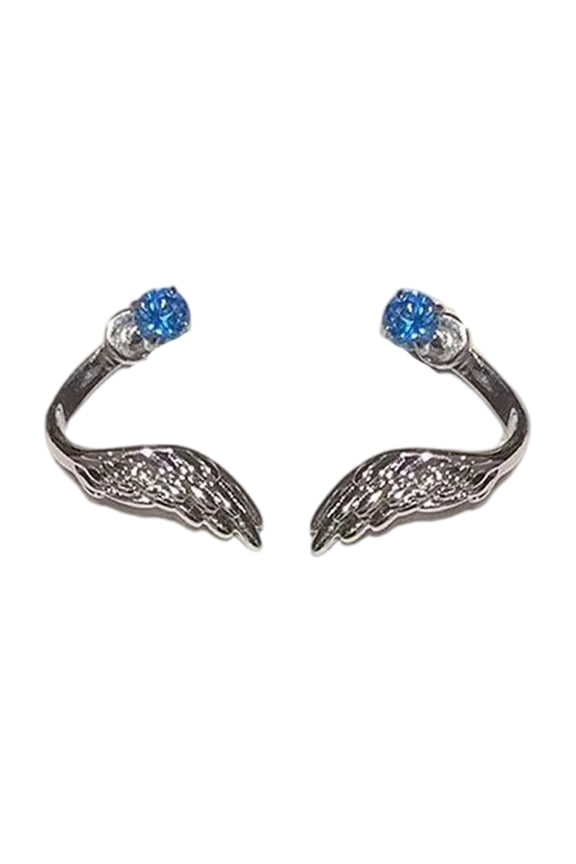 Angel Wing Ear Studs With Sparkling Crystal Detail Handmade Rhinestones Piercing Earrings For Fashion Jewelry Lovers