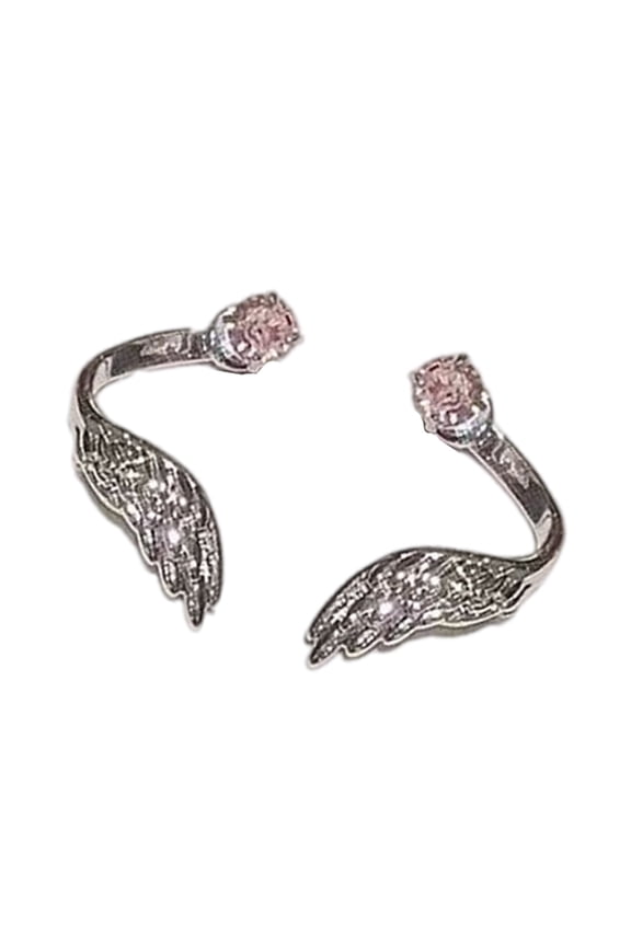 Angel Wing Ear Studs With Sparkling Crystal Detail Handmade Rhinestones Piercing Earrings For Fashion Jewelry Lovers