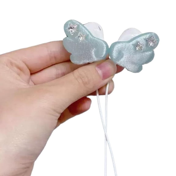 Angel Wing Earphone Decorations, Cute Clip on Accessories for Wired Earbuds, Bling Star Charms for Headphone Cable