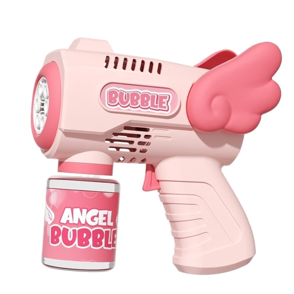 Angel Wing Electric Bubble Gun Blower, Portable Automatic Bubble Machine with Light, Summer Outdoor Gift