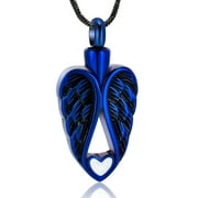 Angel Wing Heart Cremation Urn Necklace Holds Loved Ones Ashes, Memorial Keepsake Cremation Jewelry Necklace for Women