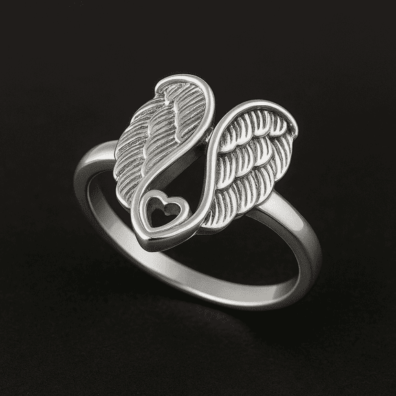 Angel Wing Heart Ring 925 Sterling Silver Guardian Angel Jewelry for Women_10.5