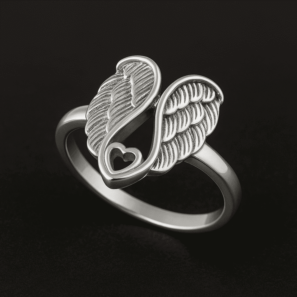 Angel Wing Heart Ring 925 Sterling Silver Guardian Angel Jewelry for ...