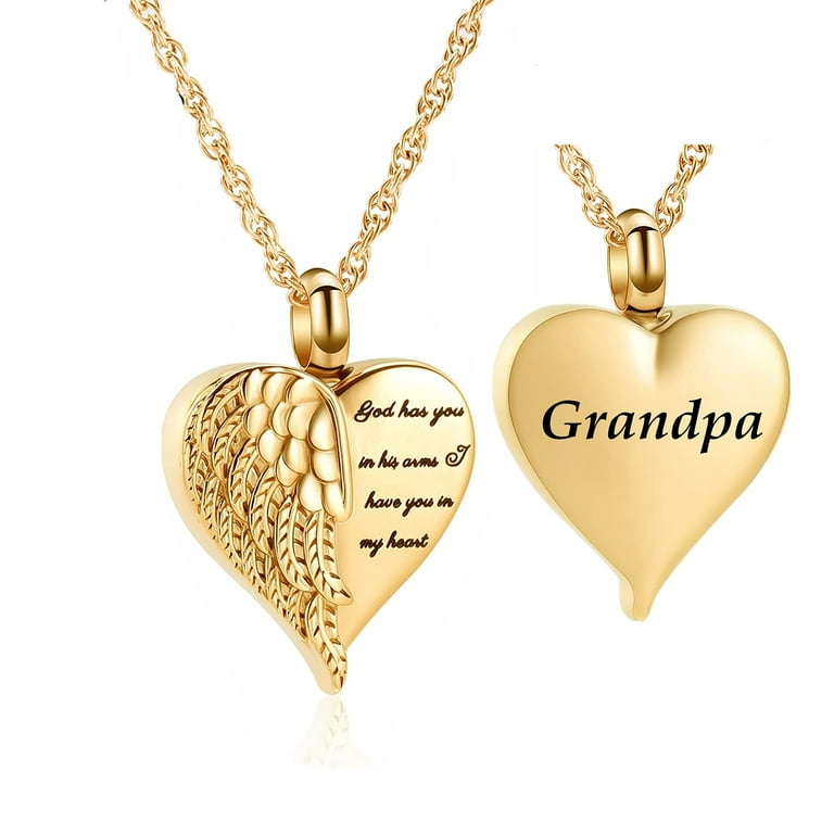 Angel Wing Heart Urn Necklace Lockets for Human Ashes Pet