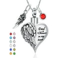 thumbnail image 1 of Angel Wing Heart Urn Necklace for Ashes for Women Men Family Ashes Keepsake Necklace of Loved One with 12 Birthstones, 1 of 6