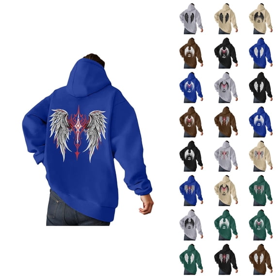 Angel Wing Hoodie for Men Women 2026 Fall Winter Long Sleeve Graphic Hooded Sweatshirt with Pockets Pullover Top Streetwear
