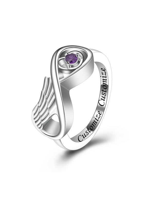 Angel Wing Infinity Love Rings Keepsake Cremation Jewelry for Ashes Holder Memorial Urn Ring for Women