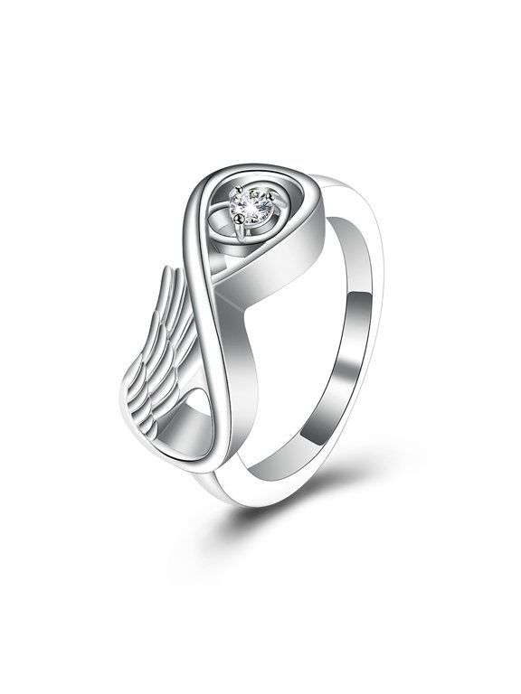 Angel Wing Infinity Love Rings Keepsake Cremation Jewelry for Ashes Holder Memorial Urn Ring for Women