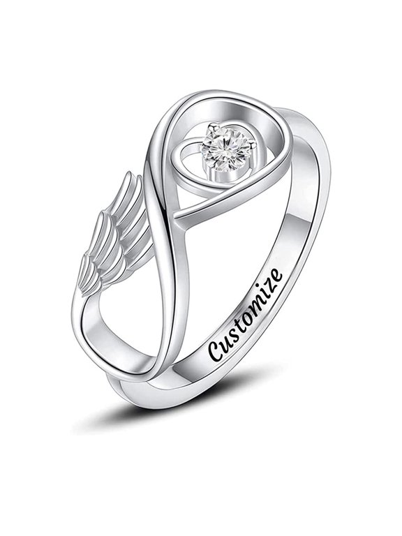 Angel Wing Infinity Love Rings Keepsake Cremation Jewelry for Ashes Holder Memorial Urn Ring for Women
