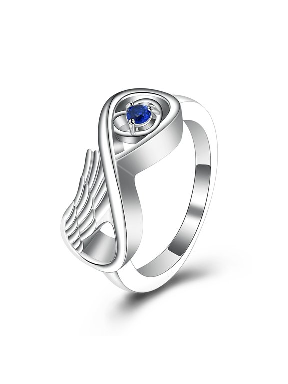 Angel Wing Infinity Love Rings Keepsake Cremation Jewelry for Ashes Holder Memorial Urn Ring for Women