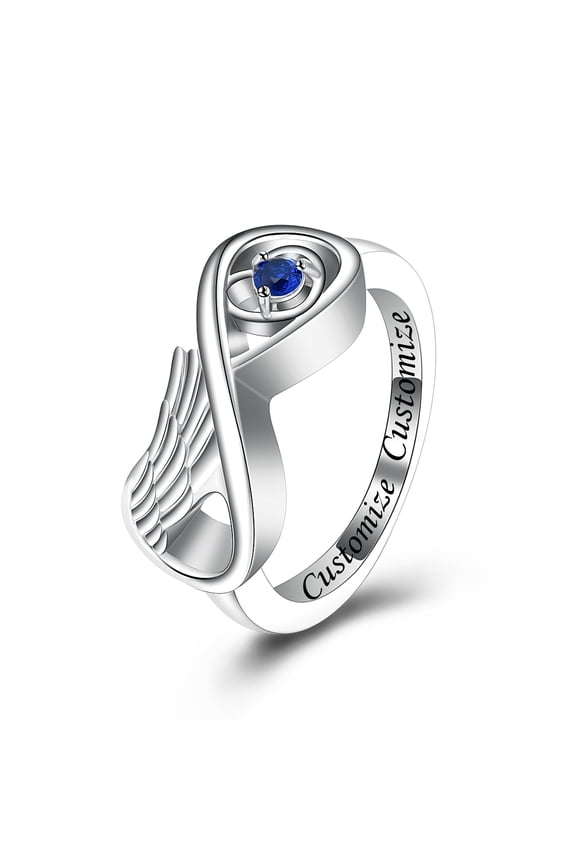 Angel Wing Infinity Love Rings Keepsake Cremation Jewelry for Ashes Holder Memorial Urn Ring for Women