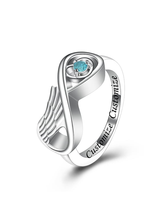 Angel Wing Infinity Love Rings Keepsake Cremation Jewelry for Ashes Holder Memorial Urn Ring for Women