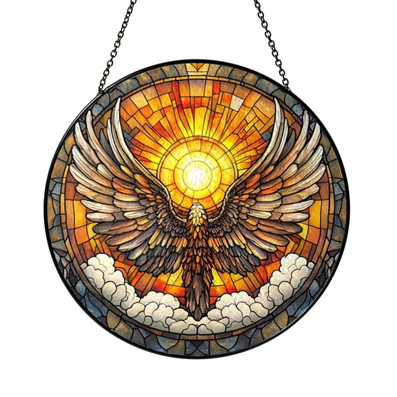 Angel Wing Inspired Stained Glass Suncatcher Sunburst Window Art Decorative Glass for Home Interior Display