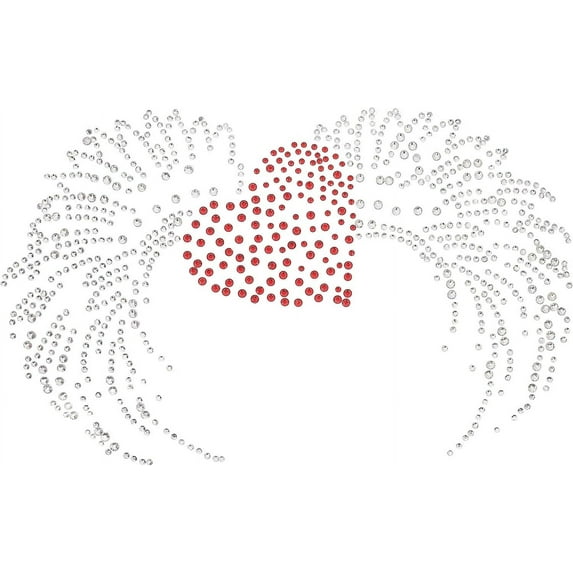 Angel Wing Love Heart Rhinestone Iron On Hotfix Transfer Decal Bling Patches Clear Red Glitter Crystal Iron On Applique Decoration for DIY Jeans Jacket Clothing Handbag Shoes Caps