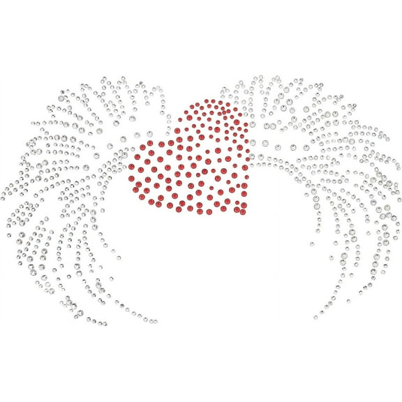 Angel Wing Love Heart Rhinestone Iron On Hotfix Transfer Decal Bling Patches Clear Red Glitter Iron On Applique Decoration for DIY Jeans Jacket Clothing Handbag Shoes Caps Colorful