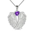 thumbnail image 1 of Angel Wing Necklace for Women - 925 Sterling Silver Guardian Pendant Birthstone Jewelry | Adjustable 18"+2" Chain | Hypoallergenic Gift for Mom Wife Girlfriend (Purple), 1 of 6