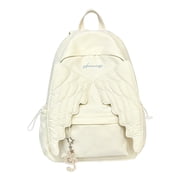 Angel Wing Nylon Backpack with Cute Pendant for Teen Girls, Large Capacity Multi Pocket Aesthetic School Bookbag, Lightweight Water Resistant Casual Daypack for School Travel Picnic