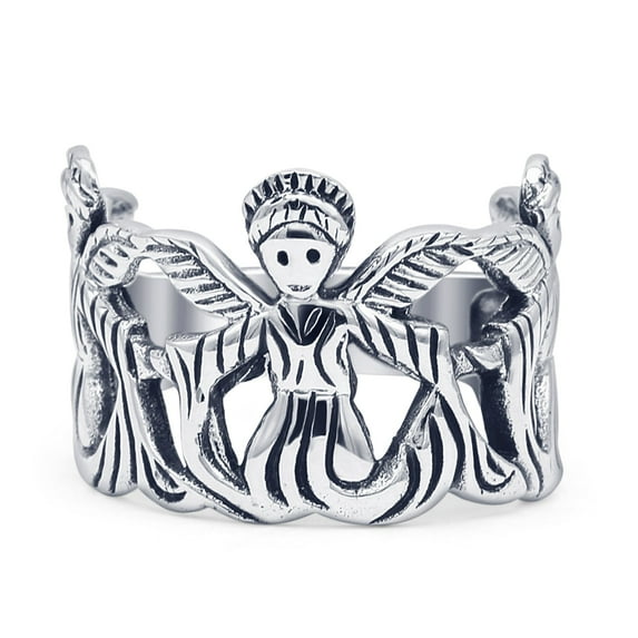 Angel Wing Oxidized Ring 925 Sterling Silver Size 5