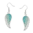 thumbnail image 1 of Angel Wing Pendant Necklace or Earring Aqua Clear Rhinestone Crystal Rhodium Plated 17 Inch Snake Chain E0181-AQ, 1 of 3
