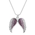 thumbnail image 1 of Angel Wing Pendant Necklace or Earring Purple Clear Rhinestone Crystal Rhodium Plated 17 Inch Snake Chain J0317-PP, 1 of 3