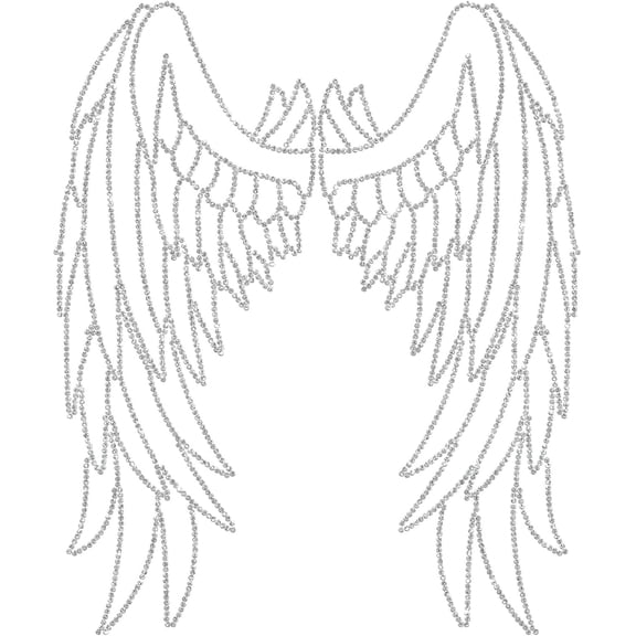 Angel Wing Rhinestone Iron on Patches Silver Bling Gems Diamond Patch Clothing Repair Appliques for Jeans Jacket T-Shirts Pants Bag Clothes Garments DIY Decoration 11.8x9.8 inch