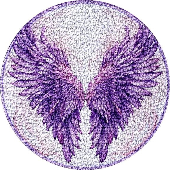 Angel Wing Round Shape Latch Hook kits Rug Pre-printed Round Shape DIY Crochet Yarn Embroidery Needlework Hook and Latch Kit Carpet Cushion Home Christmas Decoration 50x50cm(2)