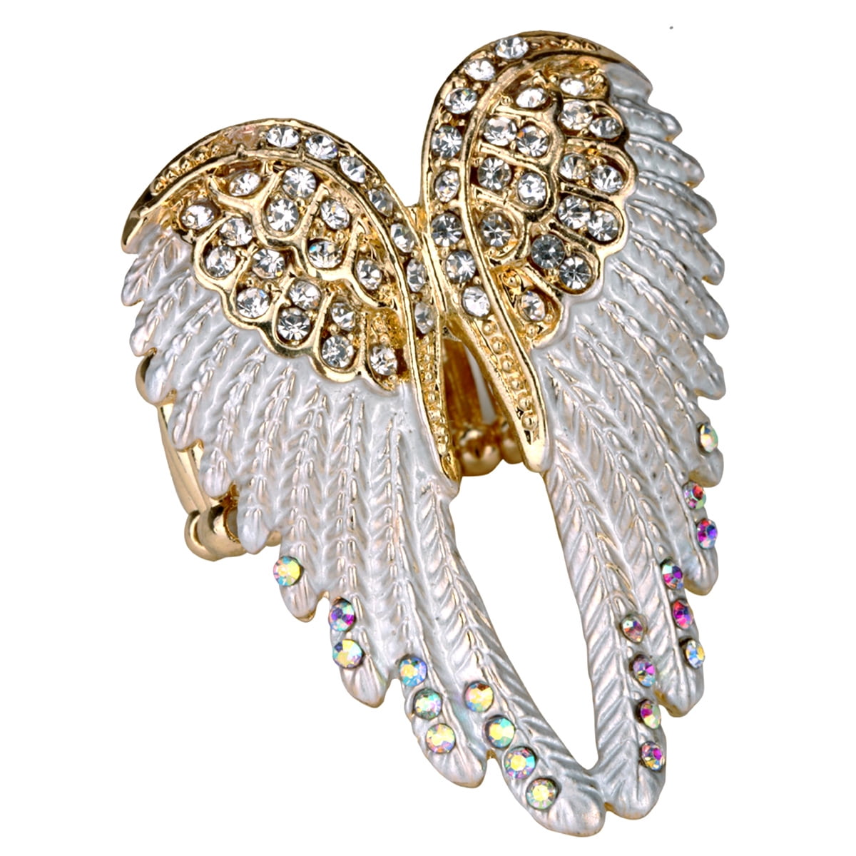 Lavencious Heart Shaped Rhinestone Stretch Ring For Women - Fits Sizes 7-9, Sparkly Statement Jewelry