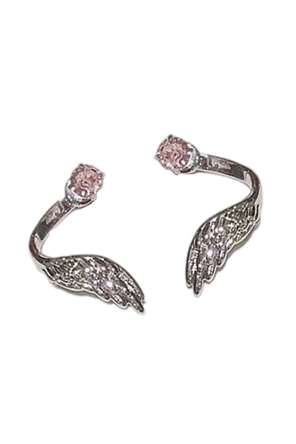 Angel Wing Twisted Rhinestones Studs Earrings Crystal Embellished Wing Ear Bone Nails Alloy Jewelry For Sensitive Skin