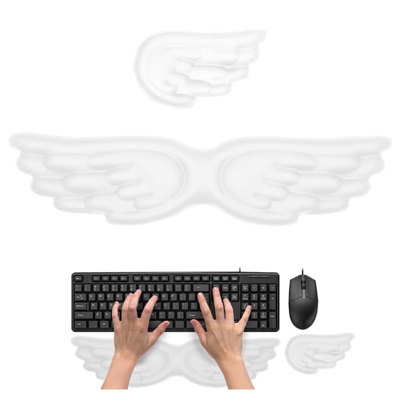 Angel Wing Wrist Rest Ergonomic Hand Rest and Wrist Pad Filled Resilient Memory Foam Wrist Rest Ergonomic Memory Foam Desk Cushion Ergonomic Mouse Pad Keyboard Wrist Rest and Computer Wrist Support