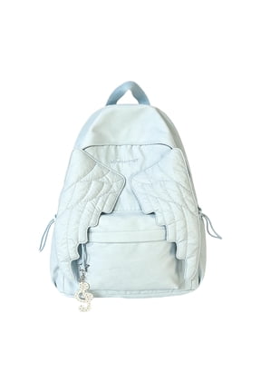 Angel Wings Backpack, Cute Kawaii Backpack with 3D Quilted Wings, Adjustable Straps, Waterproof Nylon Material, Multi-Pocket Bag, Roomy Storage.Blue