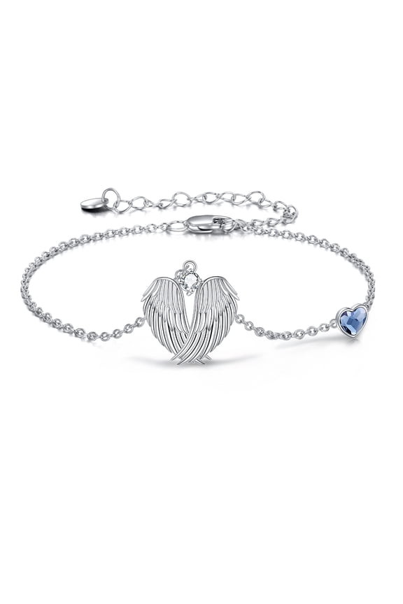Angel Wings Bracelet 925 Sterling Silver Guardian Angel Wings Heart Bracelets for Women Jewelry Gifts