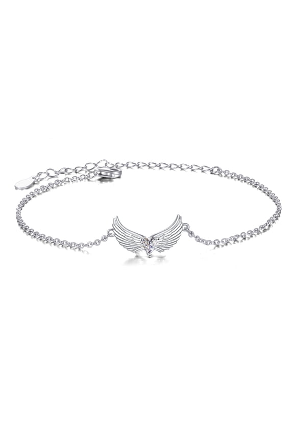 Angel Wings Bracelet Sterling Silver Guardian Angel Wings Heart Bracelets for Women Jewelry Gifts