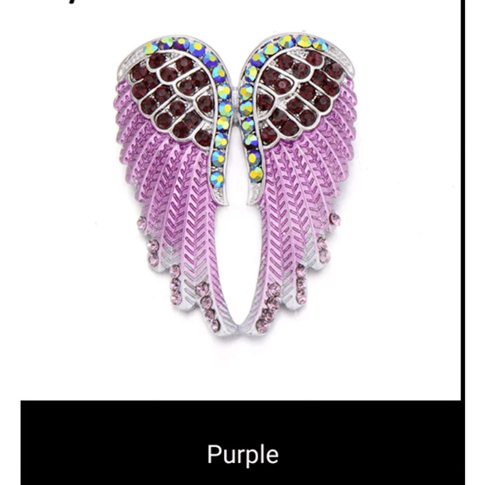 Angel Wing Design With Central Heart-Shaped Gemstone Imported Brooch Pin main image 0