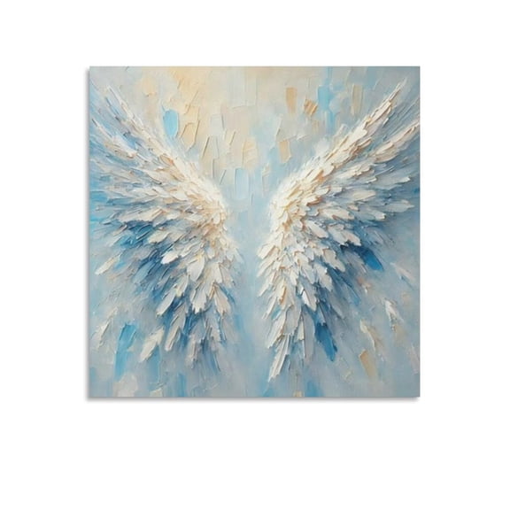 Angel Wings Canvas Painting Print, Wings of Heaven Abstract Poster Christian Bible Wall Art Wall Art Poster Scroll Canvas Painting Picture Living Room Decor Home 16x16inch(40x40cm)