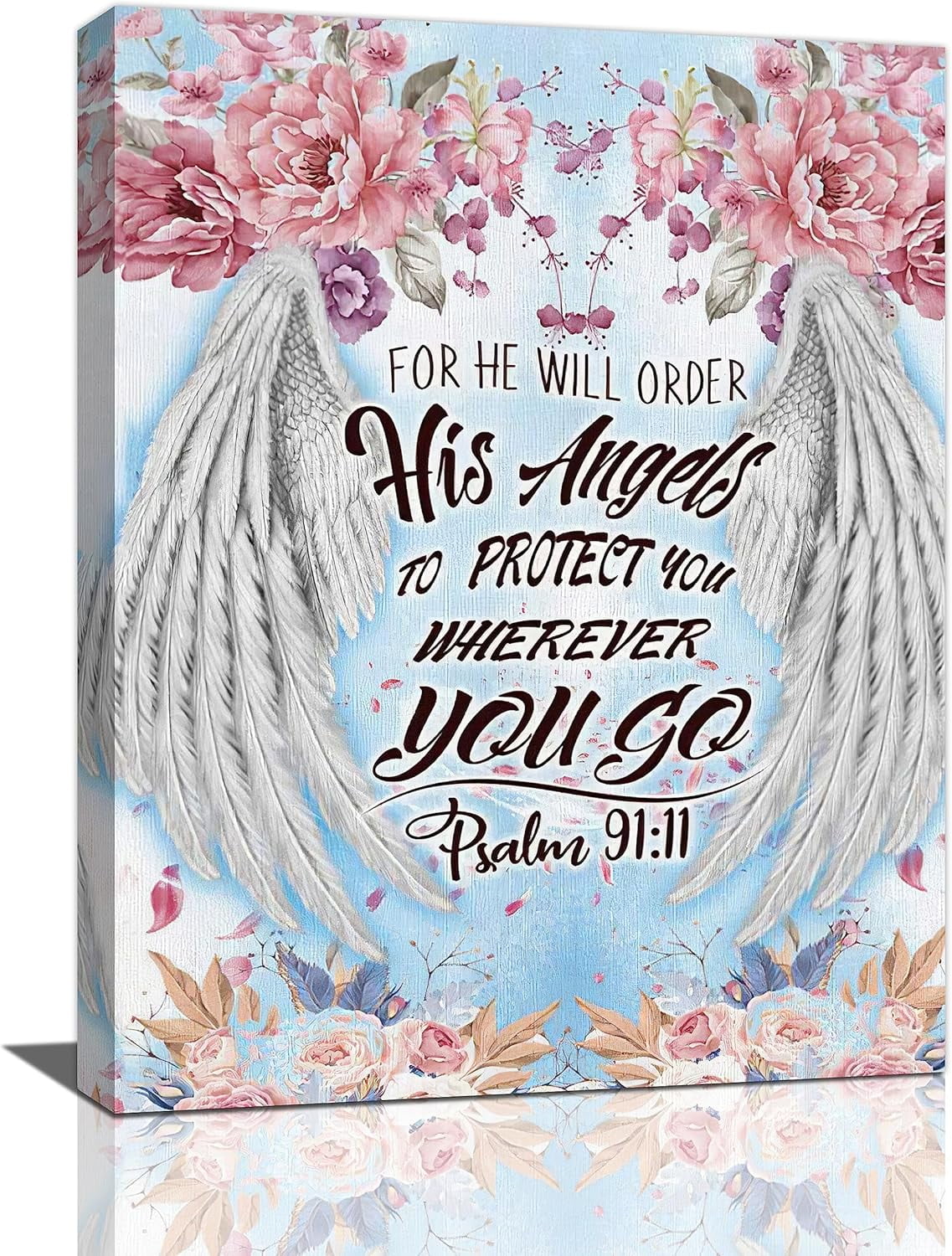 Angel Wings Canvas Wall Art Scripture Bible Verses Pictures Wall Decor  Christian Religious Canvas Painting Prints Floral Artwork Modern Home  Decoration Framed for Living room Bedroom Bathroom 12\, image size:1137x1500