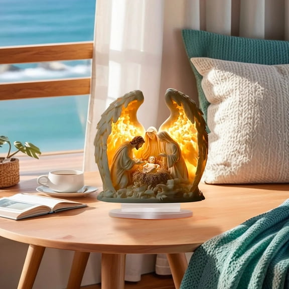 Angel Wings Cross Decoration - Gracefully Wings Wrap Around Desk Decorations, Angel Wings with Cross for Office/Bedroom/Living Room