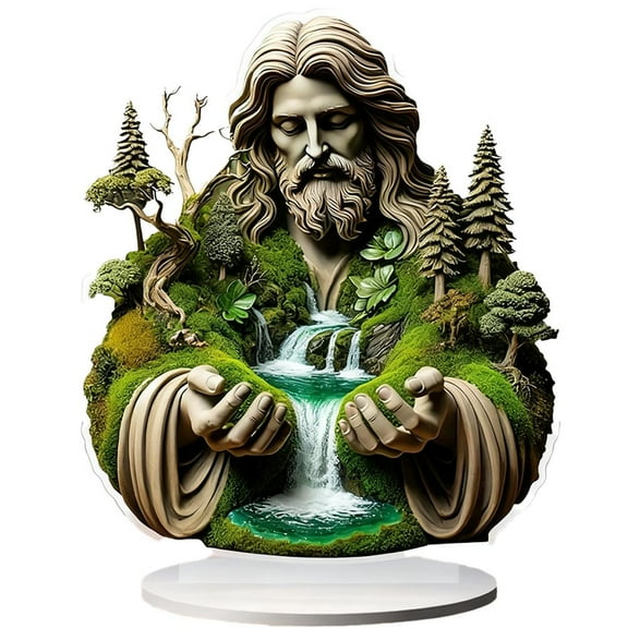 Angel Wings Cross Decoration, Resin 2D Flat Statue Figurine, Decorative Hanging Ornaments, Christmas Nativity Scene Figurine for Indoor Home Xmas Table Decoration