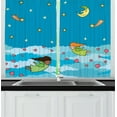 thumbnail image 1 of Angel Wings Curtains 2 Panels Set, Cute Kids Flying above the Clouds at Night Moon Childish Valentines, Window Drapes for Living Room Bedroom, 55"W X 39"L,Sky Blue Yellow Green, by Ambesonne, 1 of 2