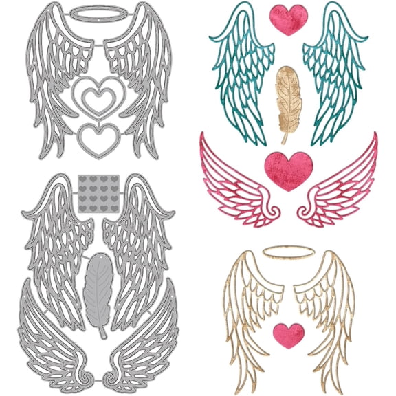 Angel Wings Cutting Dies Hearts Die Cuts Feathers Embossing Stencil Template Carbon Steel Die Cutting Template