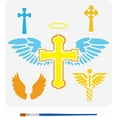 thumbnail image 1 of Angel Wings Drawing Stencil with A Paint Brush 11.8x11.8 inch 3 Styles Angel Wings and 3 Styles Painting Template Stencil for Painting on Wood Wall Fabric Furniture Mixed Color, 1 of 9