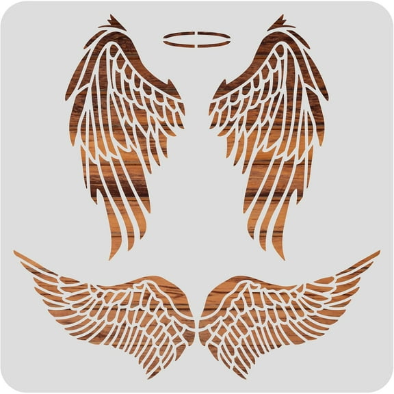 Angel Wings Drawing Stencils 12x12inch 2 Pairs of Dreamy Wings Pattern Painting Templates for Scrapbooking Fabric Floor Furniture Wall Art for DIY